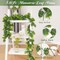 4Pcs Artificial Monstera Leaf Vines, 5.6Ft Fake Hanging Greenery Plants Tropical Palm Leaves Ivy Vine Monstera Garland for Home Garden Porch Patio Hawaiian Party Indoor Outdoor Décor